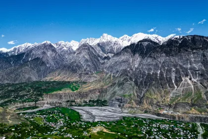 Aerial View Of Valley Surrounded By Hindu Kush Mountain Range, Kalash Valley