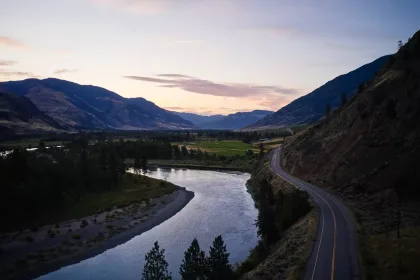 Road trip along the Crowsnest highway at sunset - getting to and around Thompson Okanagan