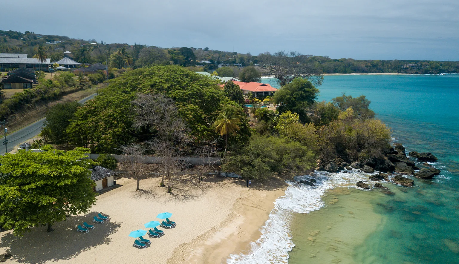 Tobago Island aerial beach view