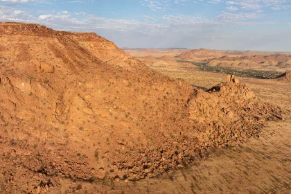Red granite rocks and hills nearby Twyfelfontein, Namibia