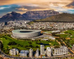 aerial view of Cape Town city in Western Cape province in South Africa , international iconic destination