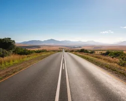 Scenic view of empty road through Overberg district, South Africa